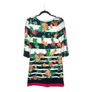 Eliza J Dress Size 4 Floral Half Sleeve Crew Neck Midi Dress Women's Business